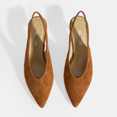 Taba Kadın Süet Slingback Topuklu Ayakkabı