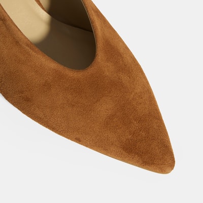 Taba Kadın Süet Slingback Topuklu Ayakkabı