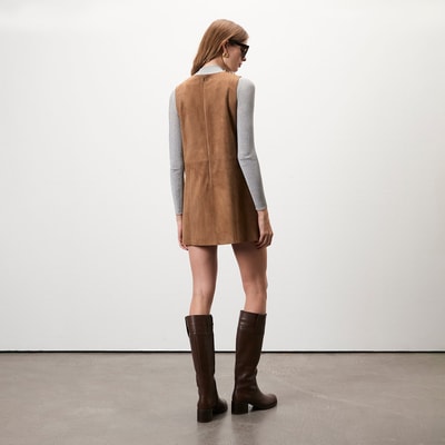 Tarissa Açık Kahve Süet Elbise