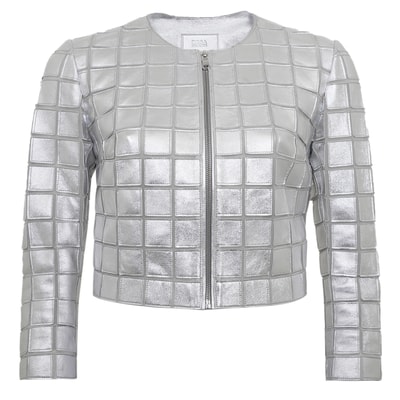 Terra Gümüş Kadın Panelli Deri Ceket