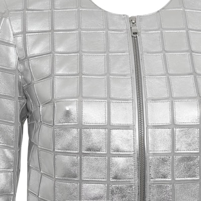 Terra Gümüş Kadın Panelli Deri Ceket