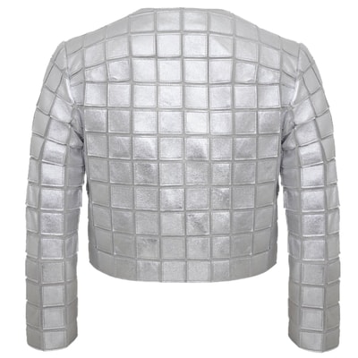 Terra Gümüş Kadın Panelli Deri Ceket