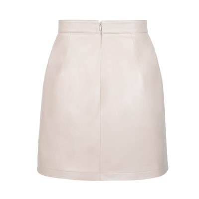 Terza Bej Kadın Deri Mini Etek