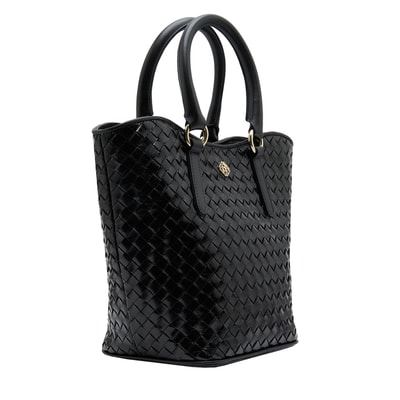 Tulip Siyah Kadın Örgü Deri El Çantası