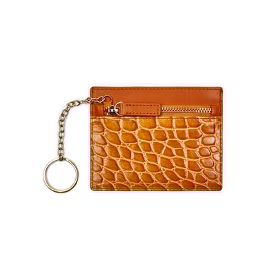 Turuncu Kadın Deri Kartlık