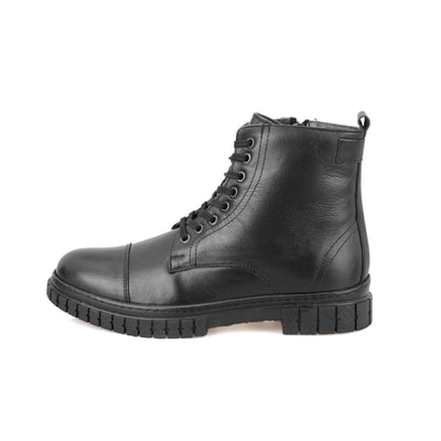 Valentin Siyah Erkek Fermuarlı Deri Bot