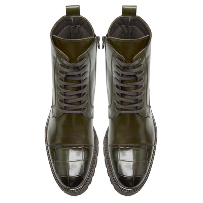 Vena Haki Erkek Kroko Baskılı Deri Bot