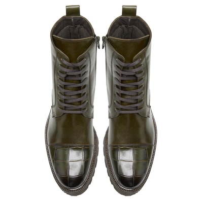 Vena Haki Erkek Kroko Baskılı Deri Bot