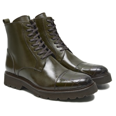 Vena Haki Erkek Kroko Baskılı Deri Bot