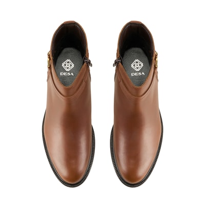 Vesla Metal Aksesuarlı Taba Kadın Deri Bot