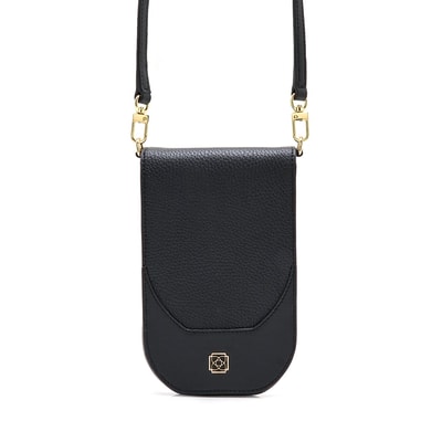 Woundy Siyah Kadın Deri Telefon Çantası 