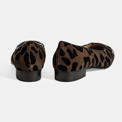 XXX Luca Grossi Kadın Kahve Leopar Toka Detaylı Süet Babet