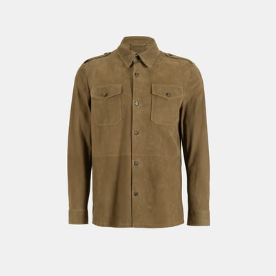 XXXAmadeo Yeşil Erkek Süet Deri Gömlek