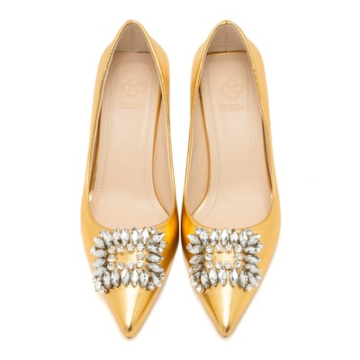 XXXEgzon Gold Kadın Taşlı Stiletto
