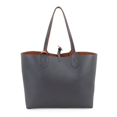 XXXEmely Gri Kadın Çift Taraflı Deri Omuz Çantası