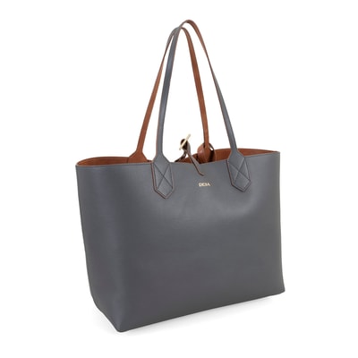 XXXEmely Gri Kadın Çift Taraflı Deri Omuz Çantası