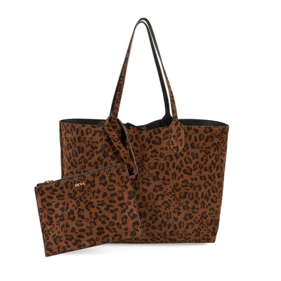 XXXEmely Leopar Kadın Çift Taraflı Deri Omuz Çantası