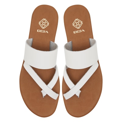 XXXLeila Beyaz Kadın Deri Terlik