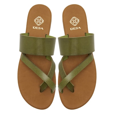 XXXLeila Yeşil Kadın Deri Terlik