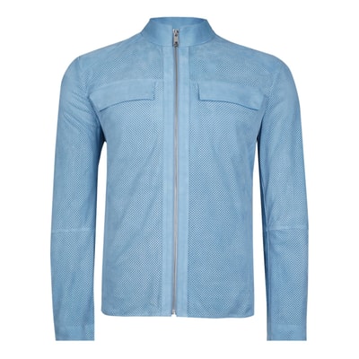 XXXZelmira Mavi Erkek Perfore Süet Deri Ceket