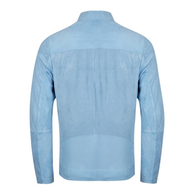 XXXZelmira Mavi Erkek Perfore Süet Deri Ceket