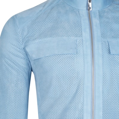 XXXZelmira Mavi Erkek Perfore Süet Deri Ceket