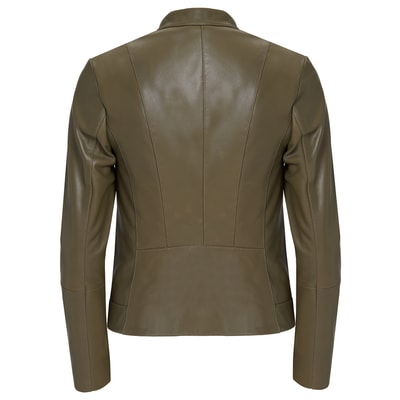 Yeşil Bellini Kadın Deri Kısa Mont