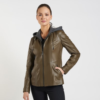 Yeşil Fianna Kadın Deri Mont