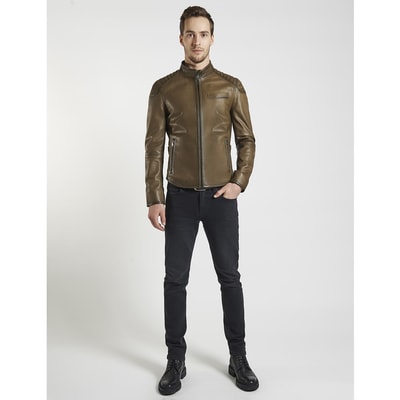 Yeşil Shawn Erkek Deri Mont