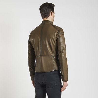 Yeşil Shawn Erkek Deri Mont