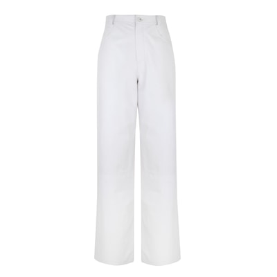 Zelinda Beyaz Kadın Deri Pantolon