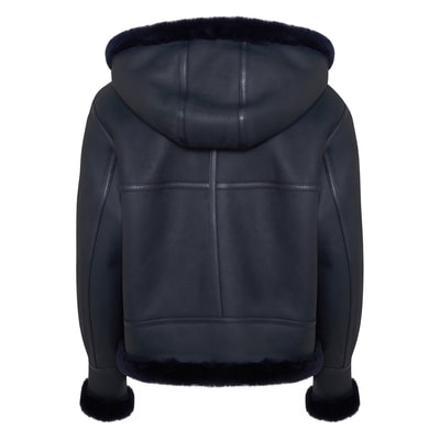 Zoe Lacivert Kadın Kürk Mont