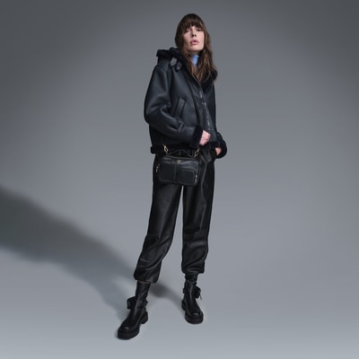 Zoe Lacivert Kadın Kürk Mont