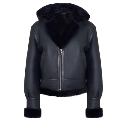 Zoe Lacivert Kadın Kürk Mont