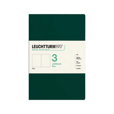 Leuchtturm1917 Jottbook Pur A5 Düz 3'lü Paket Defter Forest Green