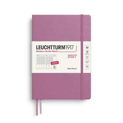 Leuchtturm1917 Planner 2027 haftalık Medium A5 Dusty Rose