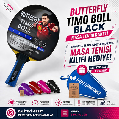 Butterfly Timo Boll Black Masa Tenisi Raketi ITTF Onaylı 85030