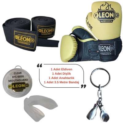 Leon Blade Training Boks Eldiveni, Bandaj Dişlik Anahtarlık Seti Sarı