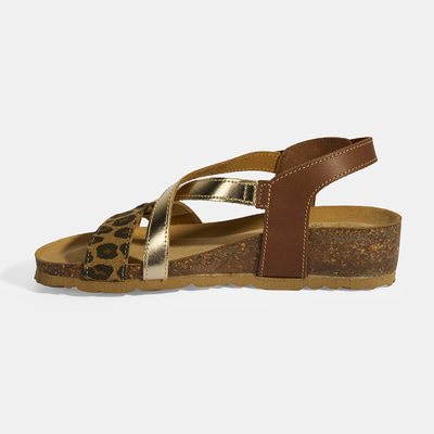  Leopar Kadın Toka Detaylı Nubuk Sandalet