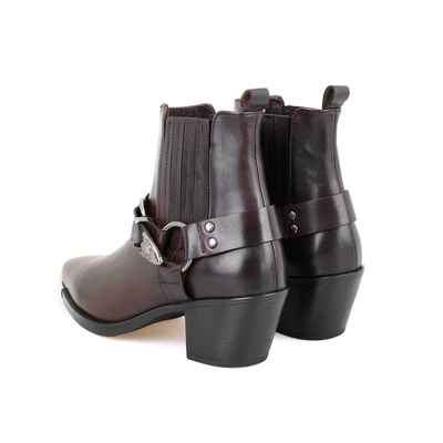 Aadhya Kahve Kadın Topuklu Deri Kovboy Botu