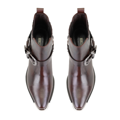 Aadhya Kahve Kadın Topuklu Deri Kovboy Botu