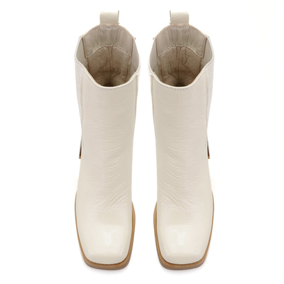 Abelia Ekru Kadın Topuklu Deri Bot