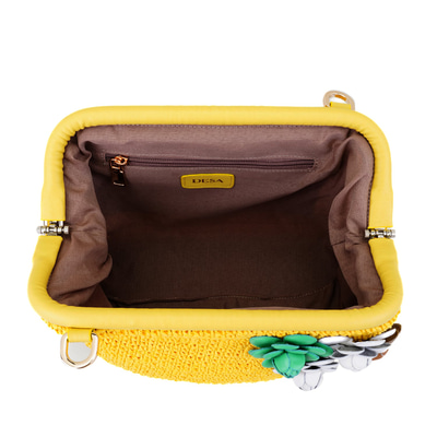 Abram Sarı Kadın Çiçek Detaylı Clutch Omuz Çantası