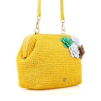 Abram Sarı Kadın Çiçek Detaylı Clutch Omuz Çantası