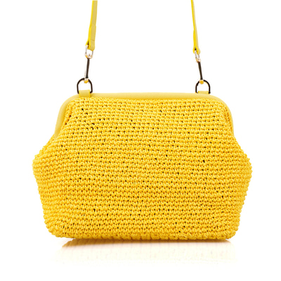 Abram Sarı Kadın Çiçek Detaylı Clutch Omuz Çantası