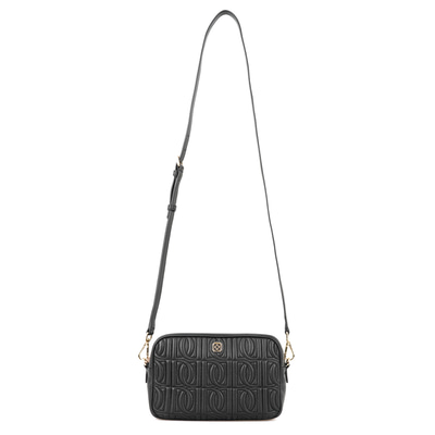 Abrama Siyah Kadın Monogram Kapitone Deri Postacı Çantası