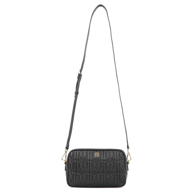 Abrama Siyah Kadın Monogram Kapitone Deri Postacı Çantası