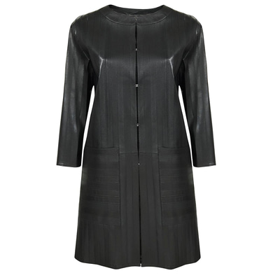 Abrianna Kadın Panelli Anatomik Uzun Deri Ceket