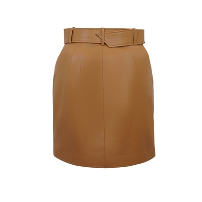 Abrienne Sarı Kadın Deri Etek