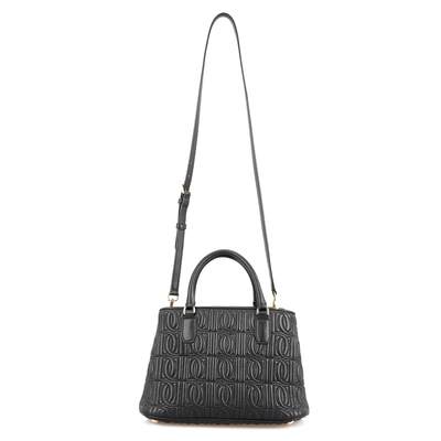 Absola Siyah Kadın Monogram Kapitone Deri Omuz Çantası